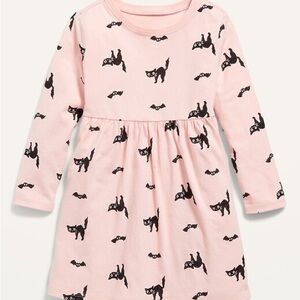 🎀 Pink Cat and Bat Print Dress